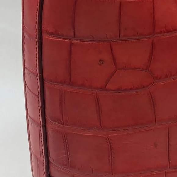 DOONEY & BOURKE Red Leather Vintage Embossed Croc Tote Shoulder Bag USA - Picture 2 of 15